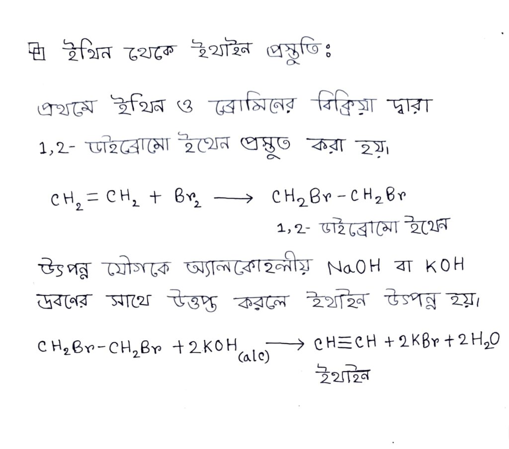 ইথিন থেকে ইথাইন প্রস্তুতি